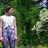 Crop Top, Wood Print Leggings, Wooden Pendant Necklace