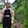 Foldtex Wooden Sleeve Crop Top, Foldover Trousers